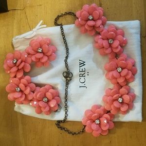Jcrew coral pink flower necklace